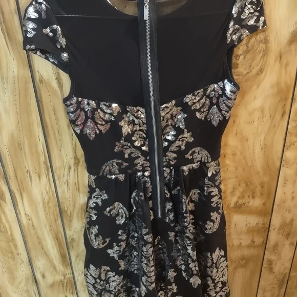 B Darlin Black Dress with Silver Accents - Picture 2 of 3